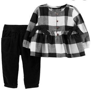Carter's Baby Girl Toddler 2-Piece Plaid Top & Corduroy Pant Set